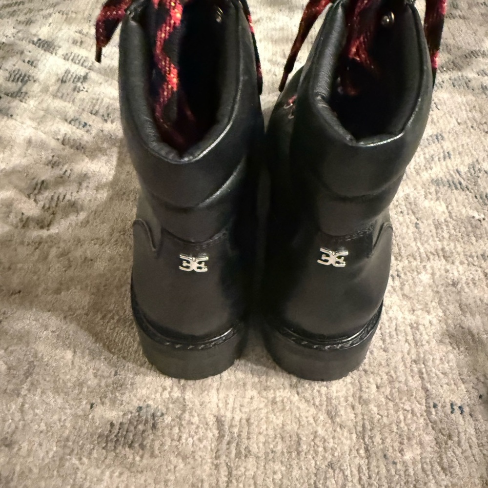 Sam Edelman Black Combat Boots with Red Laces - Picture 13 of 16